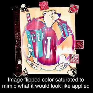 20” x 30” Icee Decal Vintage Original Polar Bear “Coolest Drink in Town” 1970s